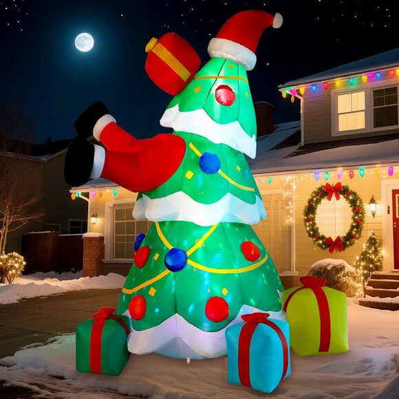 ⚡8FT Inflatable Christmas Tree with Built-in LEDs Lights Outdoor Decorations - Picture 1 of 9